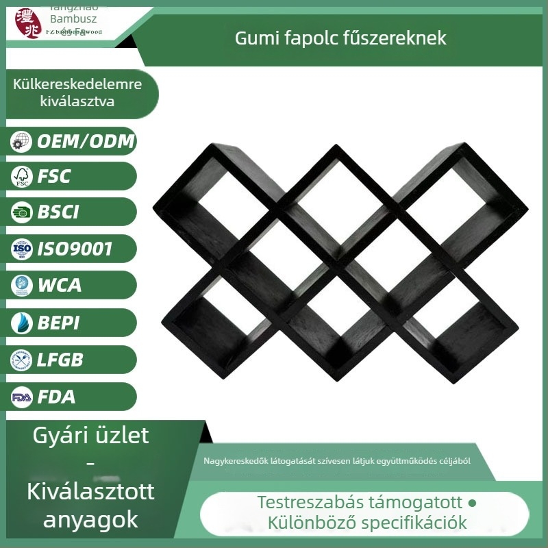 Kaucsukfából készült konyhai fűszerrak és pohár rendező