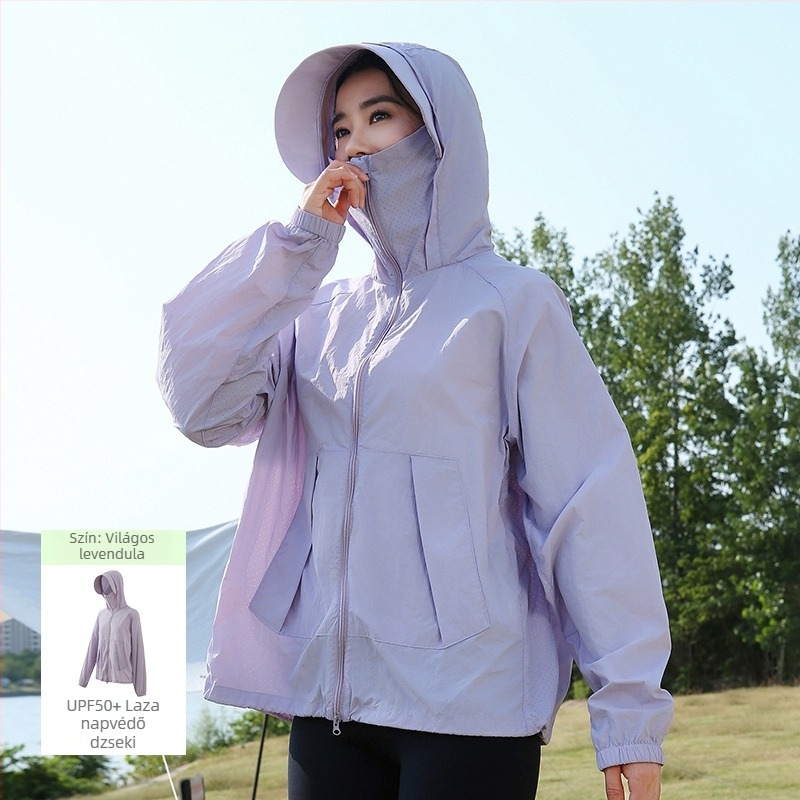 Női UV-védett, laza szabású, szövött anyagú nyári könnyű ice silk dzseki-blúz