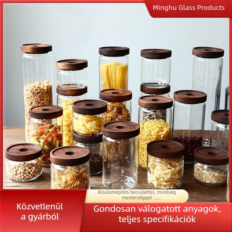 Kávbab tároló üveg boroszilikát üvegből, zárható, élelmiszer-minőség, teához és nasik számára, konyhai tárolás, 350–1000 ml