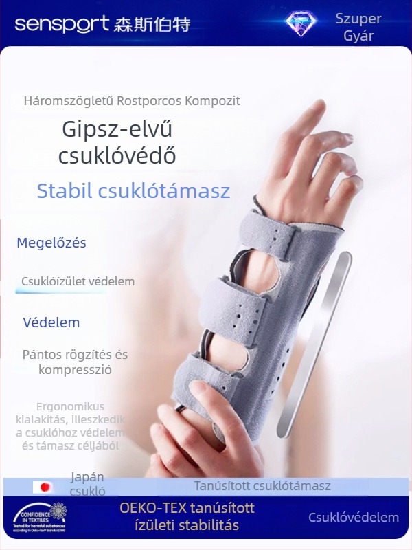 TFCC sportcsuklóortézis acéllemez-támogatással a csukló stabilizálásához, nyitott pánttal és ínhüvely-kompresszióval