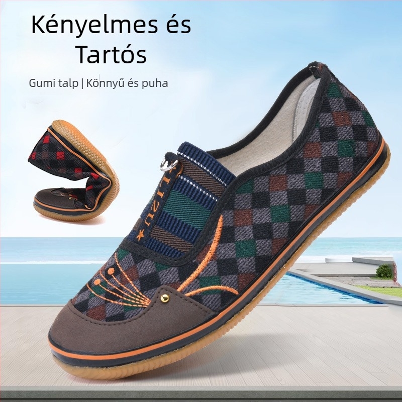 Női munkacipő gumírozott talppal, hétköznapi textilcipő, tartós csúszásmentes kialakítás