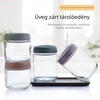 Zárható üvegből készült üveg, éjszakai zab és joghurt tárolására, hengeres alak, 300 ml, konyhai tárolás