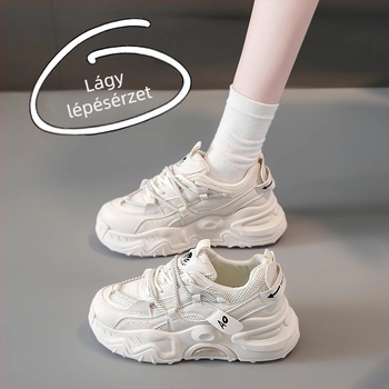 Női hálószemes sportcipők vastag platformával, magasságot növelő dad sneakers, méret 34, 2025 ősz