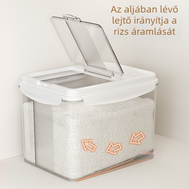 Élelmiszer-minőségű lezárt rizs- és liszt tároló – rovar- és nedvesség elleni védelem, 10 L kapacitás
