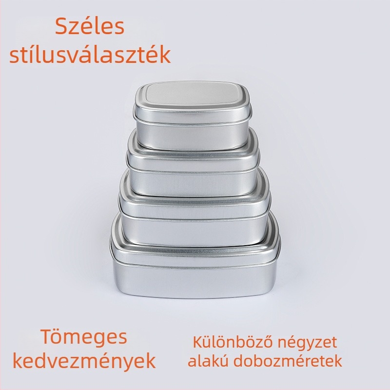 DIY aromaterápiás gyertyákhoz téglalap alakú alumínium edény, lezárt fémdoboz üres tartály