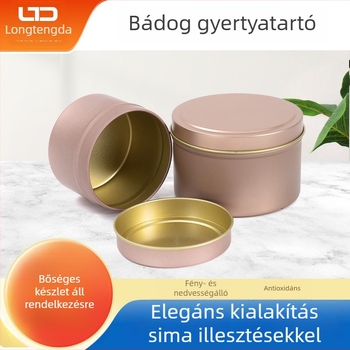 Kerek tinplate gyertyatartó doboz, matt felület, aromaterápiás gyertya, ajándékdoboz