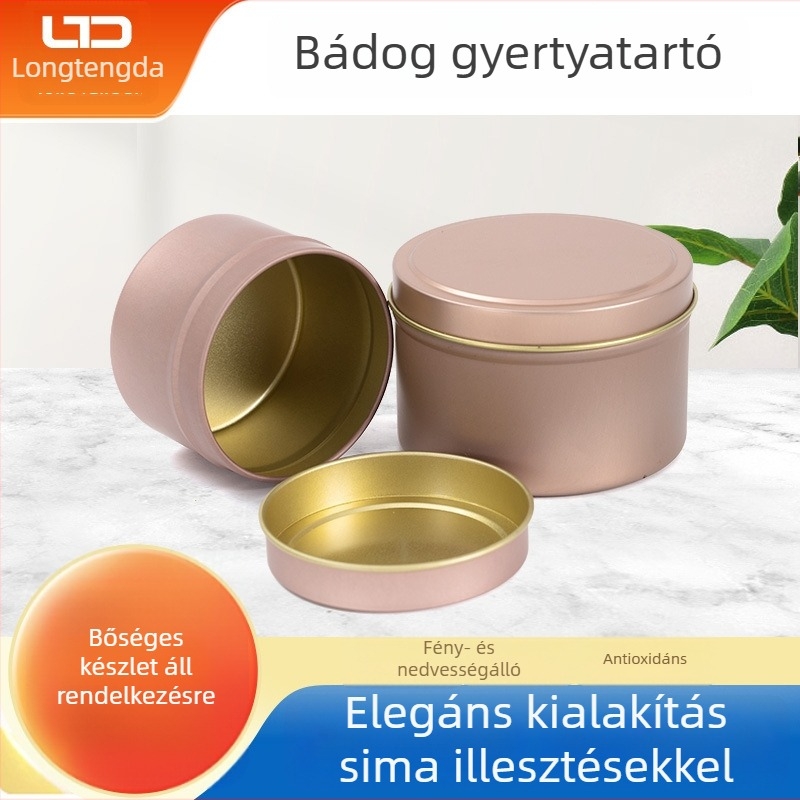 Kerek tinplate gyertyatartó doboz, matt felület, aromaterápiás gyertya, ajándékdoboz