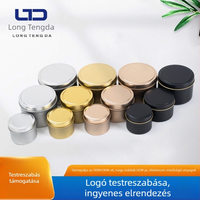 Kerek tinplate gyertyatartó doboz, matt felület, aromaterápiás gyertya, ajándékdoboz