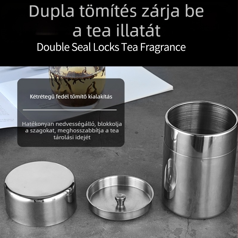 304 rozsdamentes acél teásdoboz, légmentes tea tároláshoz