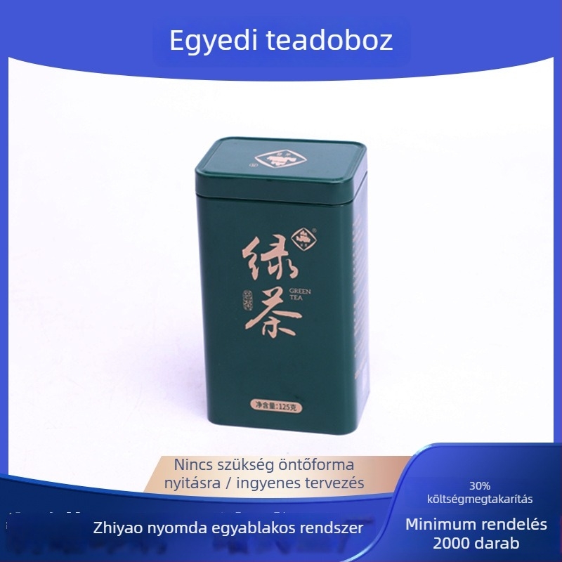 Egyedi zöld tea fémdoboz Longjing Maojian, zárt fémdobozos tea csomagolás, 120 g