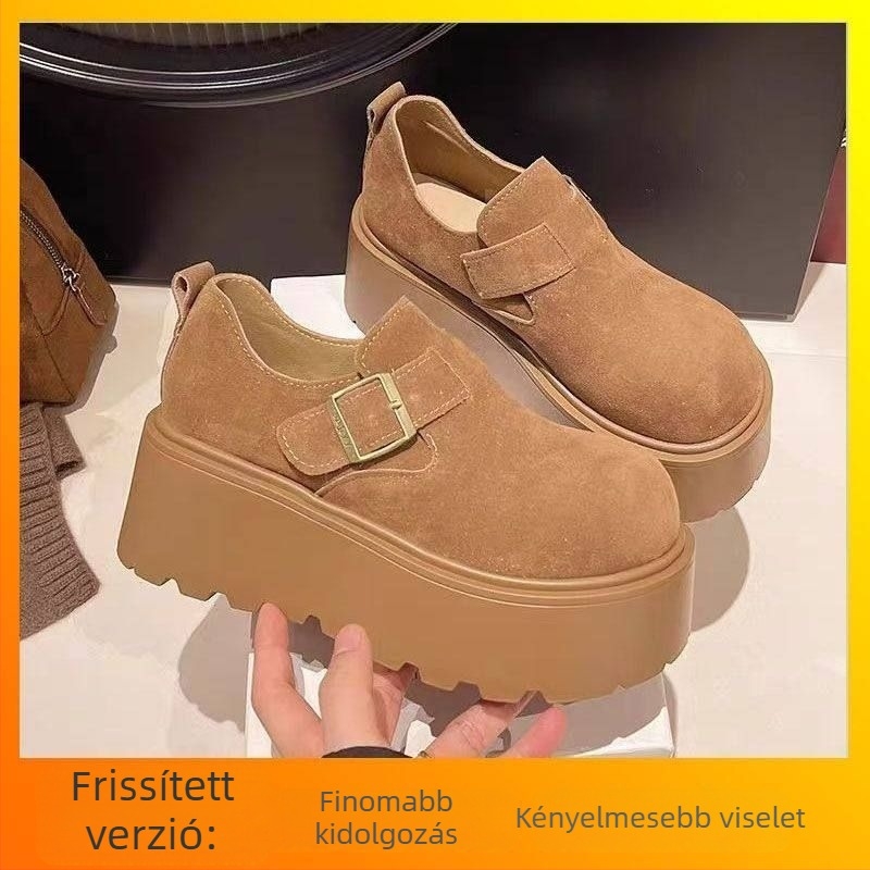 Női vastag talpú loafer cipők, platformos, 2025 tavasz – új modell, retro stílus