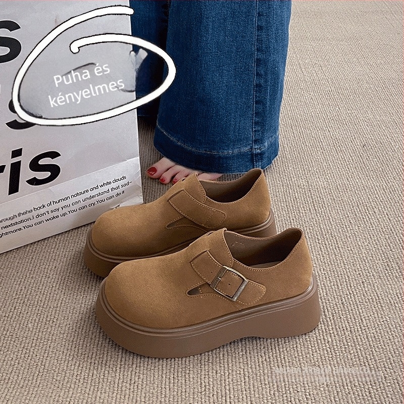 Női Birkenstock-stílusú slip-on loaferek valódi bőrből, 2025-ös őszi modell, magasságnövelő kivitel