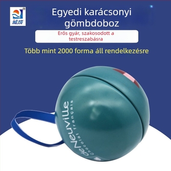 Egyedi karácsonyi cukorka-doboz, gömb alakú fémdoboz cukorkákhoz, 90 mm-es kör alakú karácsonyi doboz