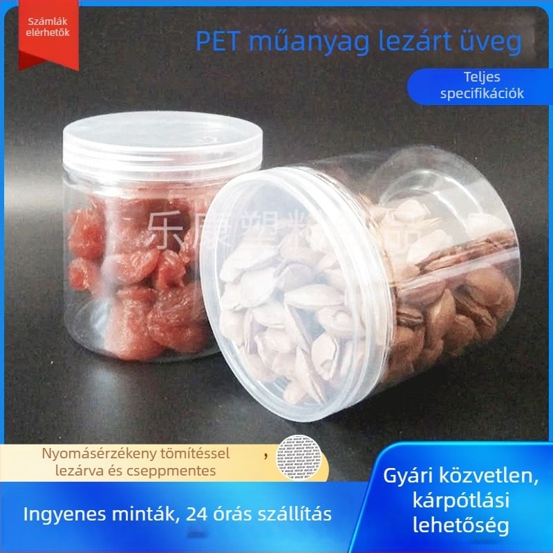85×85 zárt, átlátszó műanyag konyhai tároló edény fűszerekhez, diófélékhez, teához és gabonákhoz
