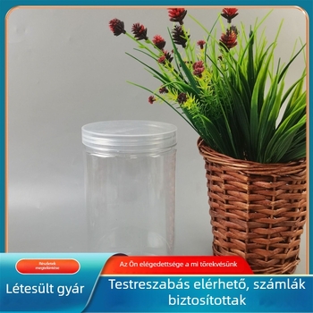 Átlátszó PET műanyag üveg diófélék és aszalt gyümölcsök tárolására, 1–2 literes kapacitás