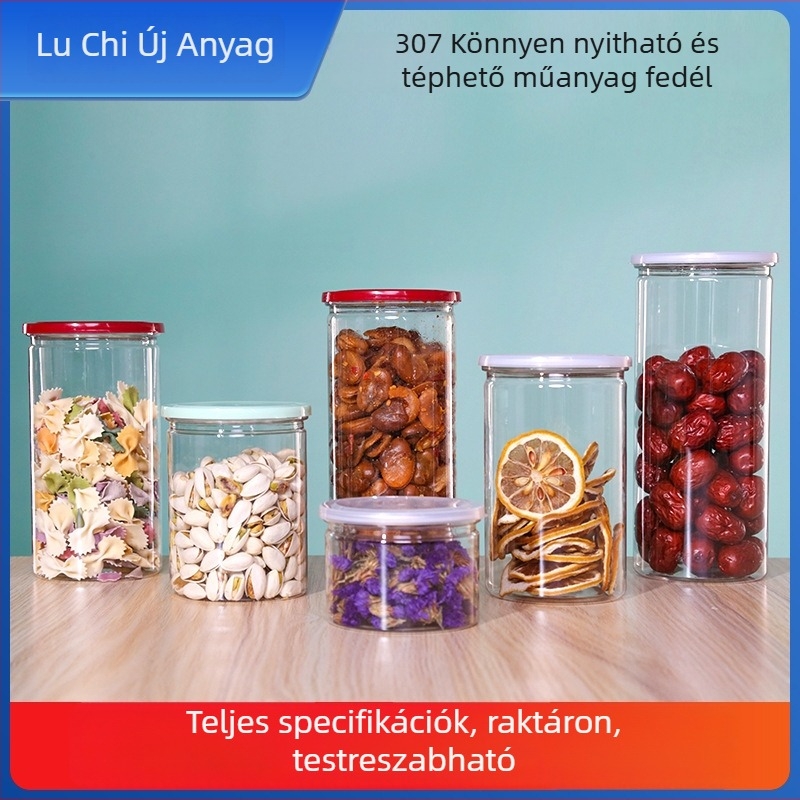LC-20 Átlátszó műanyag tárolók diófélék, élelmiszerporok és élelmiszerek számára fedéllel – PET csomagolás