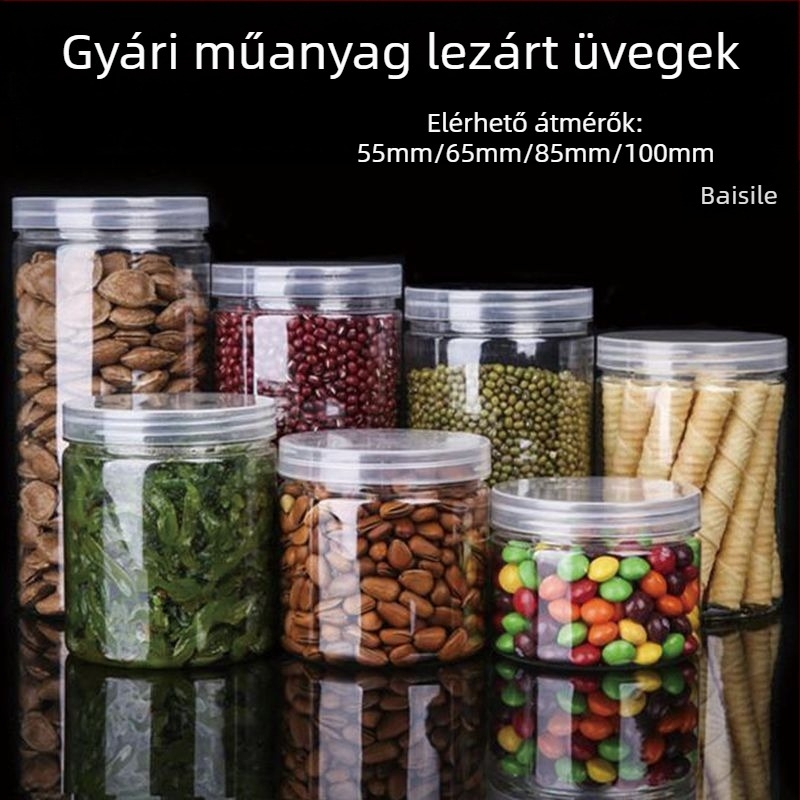 85×120 PET műanyag üveg fedővel, csomagoláshoz illatos teához, dióhoz, aszalt gyümölcsökhöz és csokoládéhoz, 550 ml