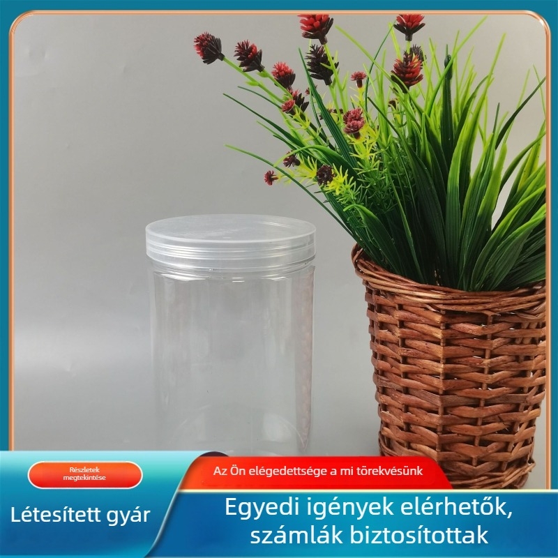 PET műanyag tárolóüveg nassolnivalók, gyümölcsök, diófélék és aszalt gyümölcsök porciózott tárolásához