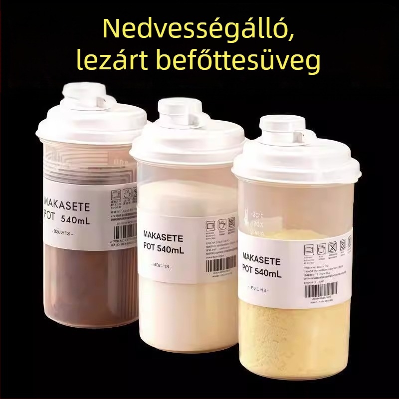 Fehér cukor tárolóedény, élelmiszer-minőségű, zárt, nedvességálló, konyhai tároló cukorhoz, liszthez és keményítőhöz