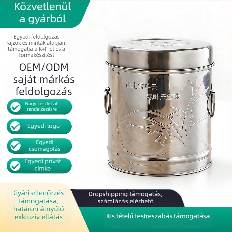 Rozsdamentes acélból készült, nagy kapacitású teás tároló edények, nedvességállóak, tea és szárított mandarinhéj tárolására