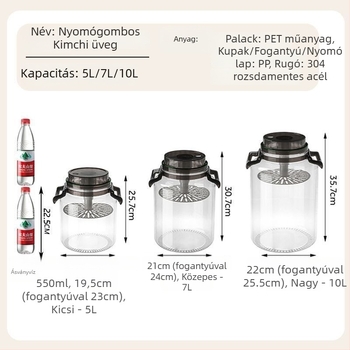 Zárható műanyag savanyúságos üveg, élelmiszer-minőségű, fogantyúval, tárolóedény
