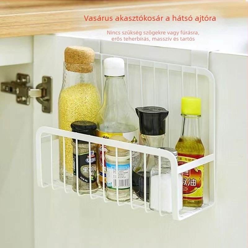 Rozsdamentes acél ajtó mögötti kosár, többfunkciós tároló konyhához és fürdőszobához, fúrás nélküli szerelés