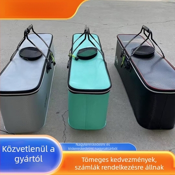 Egyrészes élőhalas vödör fedéllel, összecsukható horgász doboz, hordozható szürke