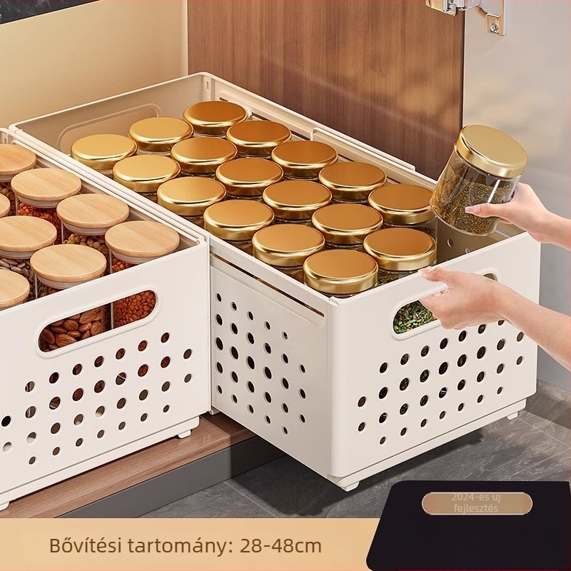 Kihúzható fiókos tároló szekrény – rendező asztali és konyhai használatra, snackshez и apró tárgyakhoz, mély sarok