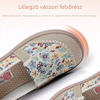 Női vászoncipő mindennapi viseletre, puha talppal, könnyű, virágmintás felsőrész