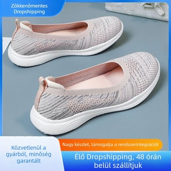 Női slip-on cipő, anyuka-stílus, légáteresztő, casual sétához, vastag talppal, 2026 tavasz–nyár