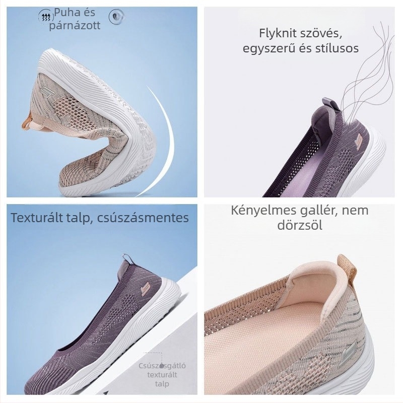 Női slip-on cipő, anyuka-stílus, légáteresztő, casual sétához, vastag talppal, 2026 tavasz–nyár