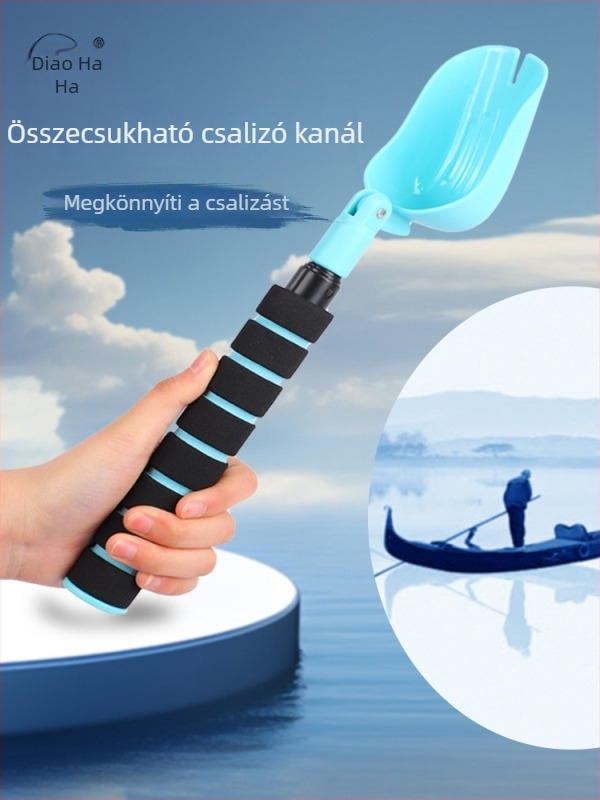 Teleszkópos összecsukható etetőkanál hosszú dobásokhoz, kompakt hordozható kanálfej, illik a horgászdobozba.