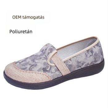 Női vászoncipők etnikus stílusban, slip-on, légáteresztő, hétköznapi kényelmes