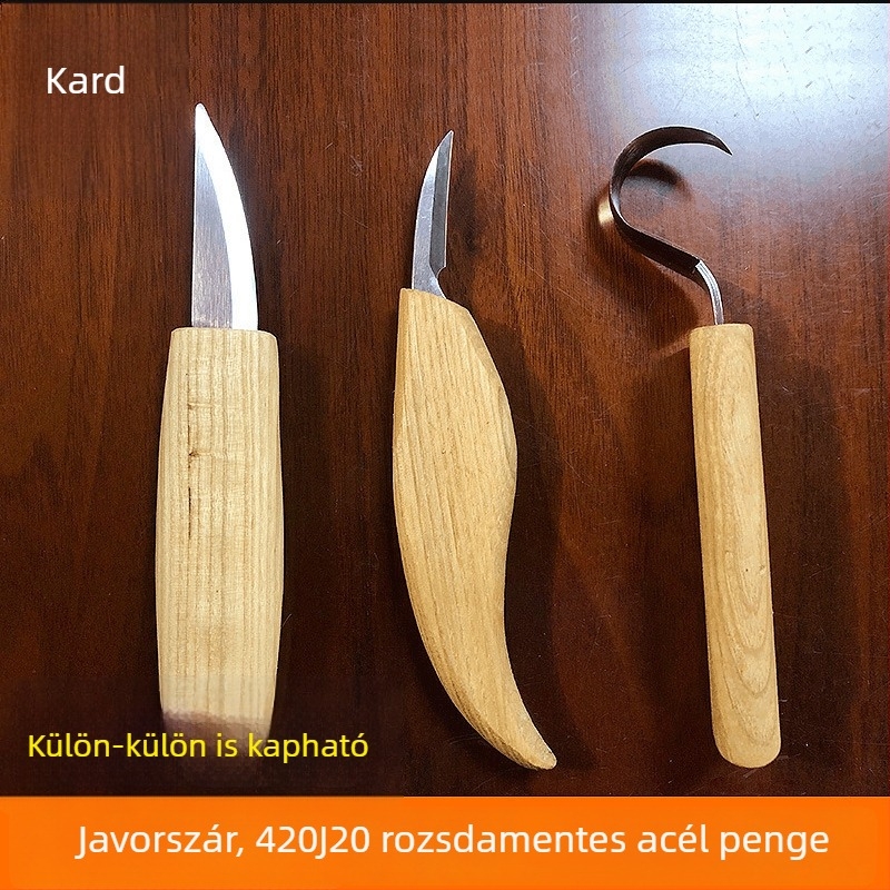 Fraxinus mandshurica faragókészlet: egyenes, görbe, ferde és kis görbült farokkal rendelkező pengék; tartalmaz gyökérfaragó kést