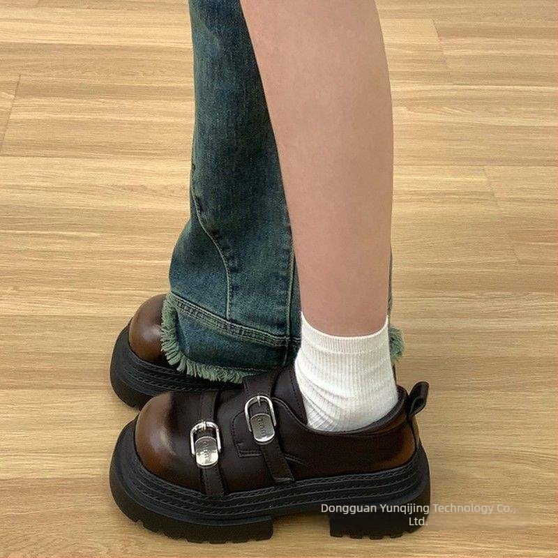 Manqianyin retro platformos csatos loafer nőknek, vastag talppal, tavasz 2025