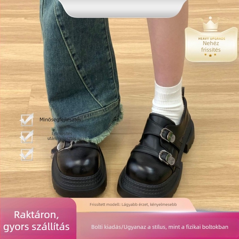 Manqianyin retro platformos csatos loafer nőknek, vastag talppal, tavasz 2025