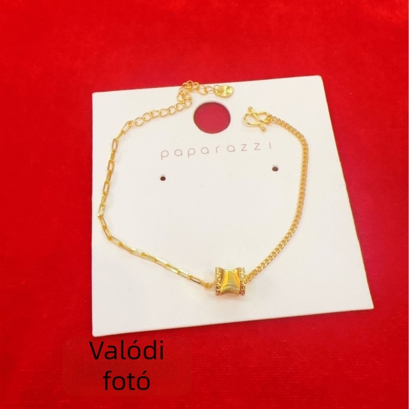 Női CNC macskaszeme nyaklánc és karkötő szett arany tónusban, divatos, elegáns megjelenés