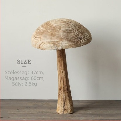 Fából készült gomba kültéri padlón álló dekoratív szobor, wabi-sabi stílusban