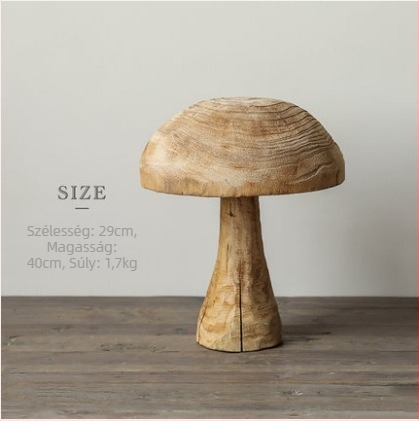 Fából készült gomba kültéri padlón álló dekoratív szobor, wabi-sabi stílusban