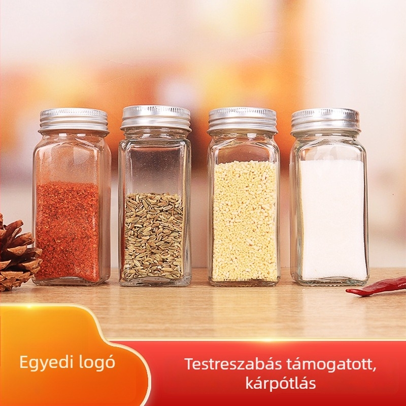 Négyzet alakú üveg fűszerező 120 ml