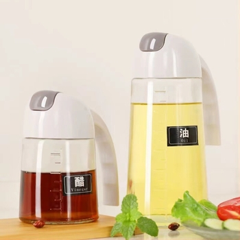 630 ml-es üveg olajhoz automata nyitás-zárás fedéllel – konyhai ízesítő adagoló olajhoz, szójaszószhoz, ecethez és főzőborhoz