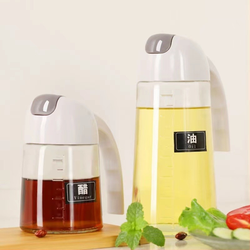 630 ml-es üveg olajhoz automata nyitás-zárás fedéllel – konyhai ízesítő adagoló olajhoz, szójaszószhoz, ecethez és főzőborhoz