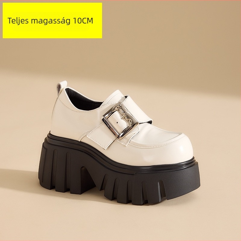 0017-58 Női vastag talppal és belső magasságot növelő loaferek, 10 cm, őszi 2025
