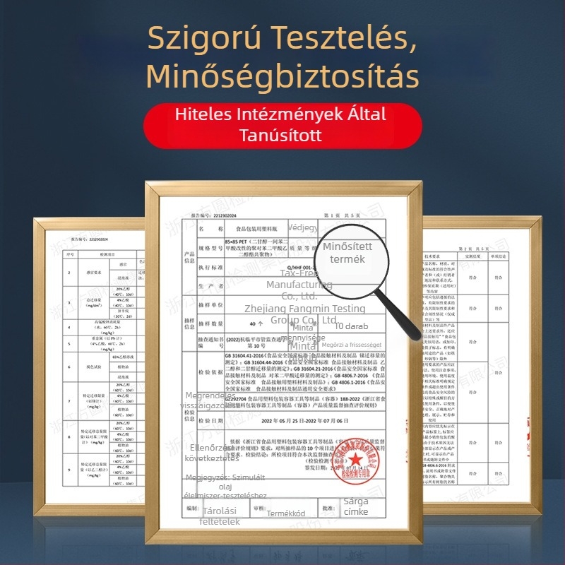 Élelmiszer-minőségű, átlátszó PET-plasztik tégely, zárt, kerek, széles nyakkal, teák és aszalt gyümölcs csomagolásához