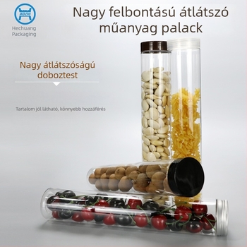 Zárt élelmiszertároló üveg kupakkal, átlátszó PET palack mézhez, citrom és maracuja íz