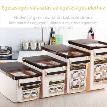 Konyhai rizs- és liszt tároló, zárható, nedvességálló, rovarok elleni védelem, 10 L