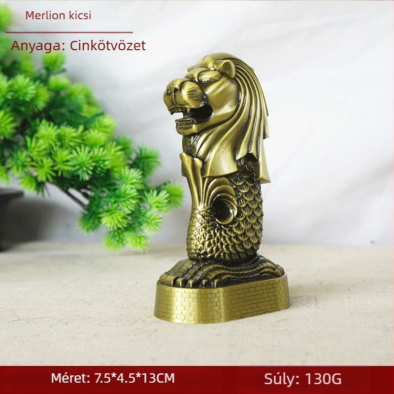 Merlion fémfigura, otthoni dekorációhoz, modern minimalista stílus