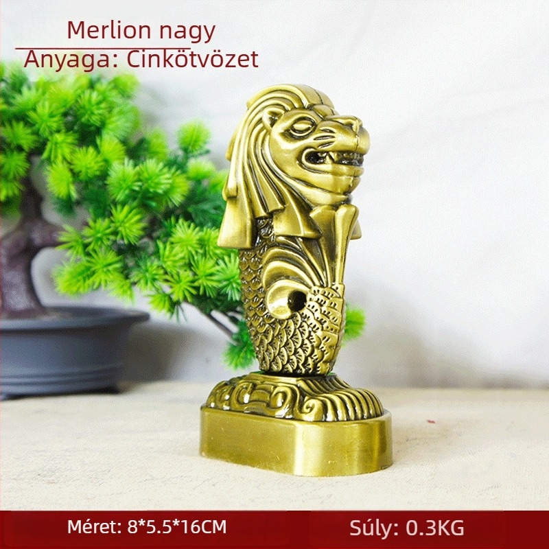 Merlion fémfigura, otthoni dekorációhoz, modern minimalista stílus