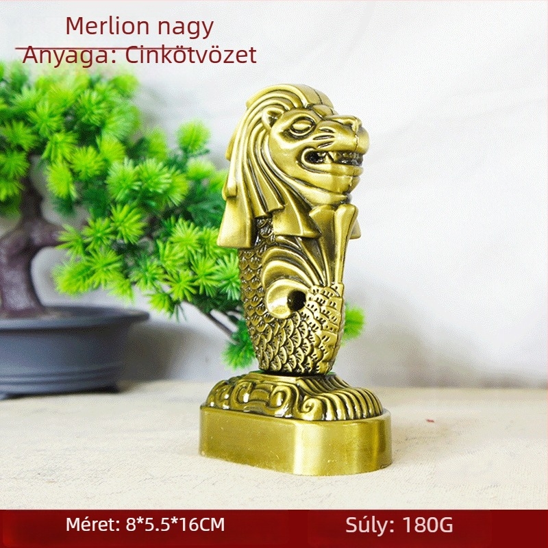 Merlion fémfigura, otthoni dekorációhoz, modern minimalista stílus