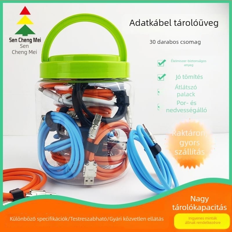 Átlátszó műanyag doboz elektronikai termékek csomagolásához, fülhallgatók és adatkábelek számára, fedéllel